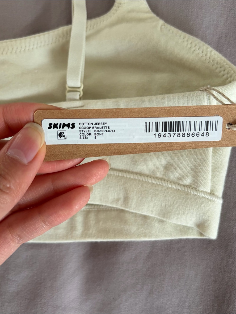 New with tags Skims Cotton jersey scoop bralette - Picture 3 of 3